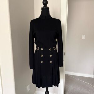 St. John Black Long-Sleeve Knit Dress